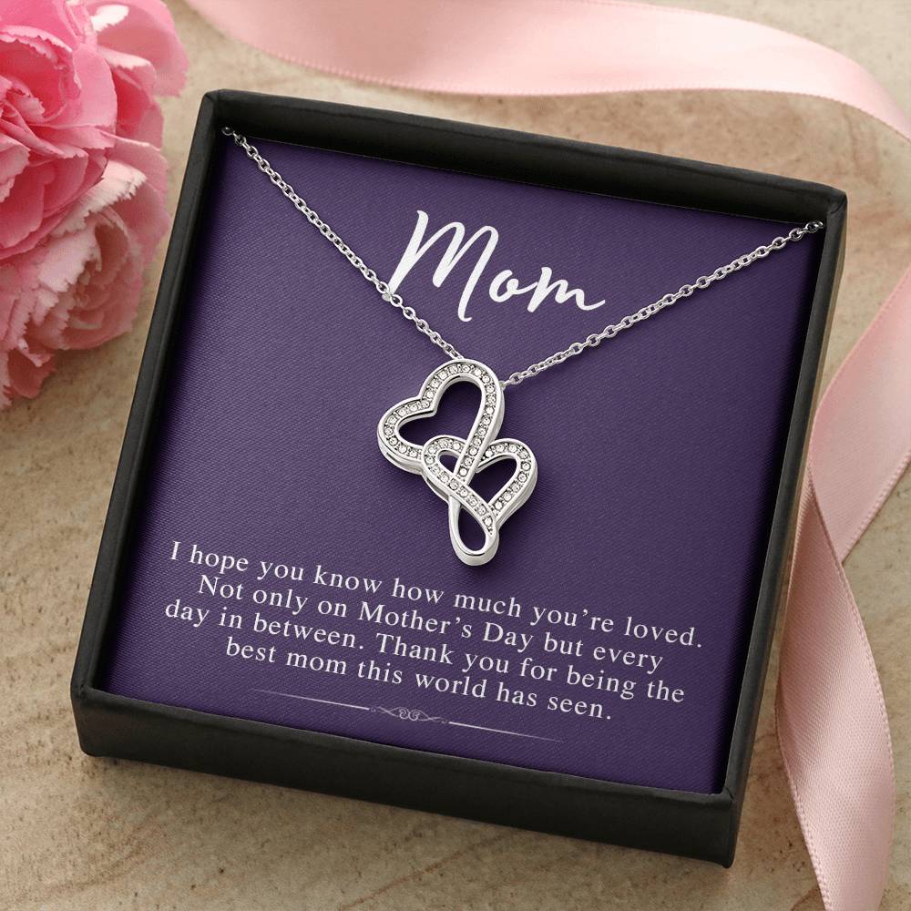 To My Mom -  - Perfect Gift For Mothers Day Double Hearts Necklace