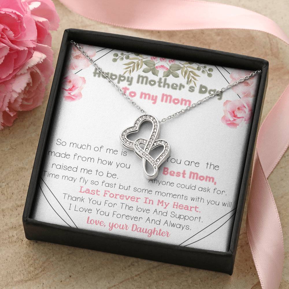 Mother's Day Gift For Mom Two Hearts Necklace For Mother Double Hearts Necklace