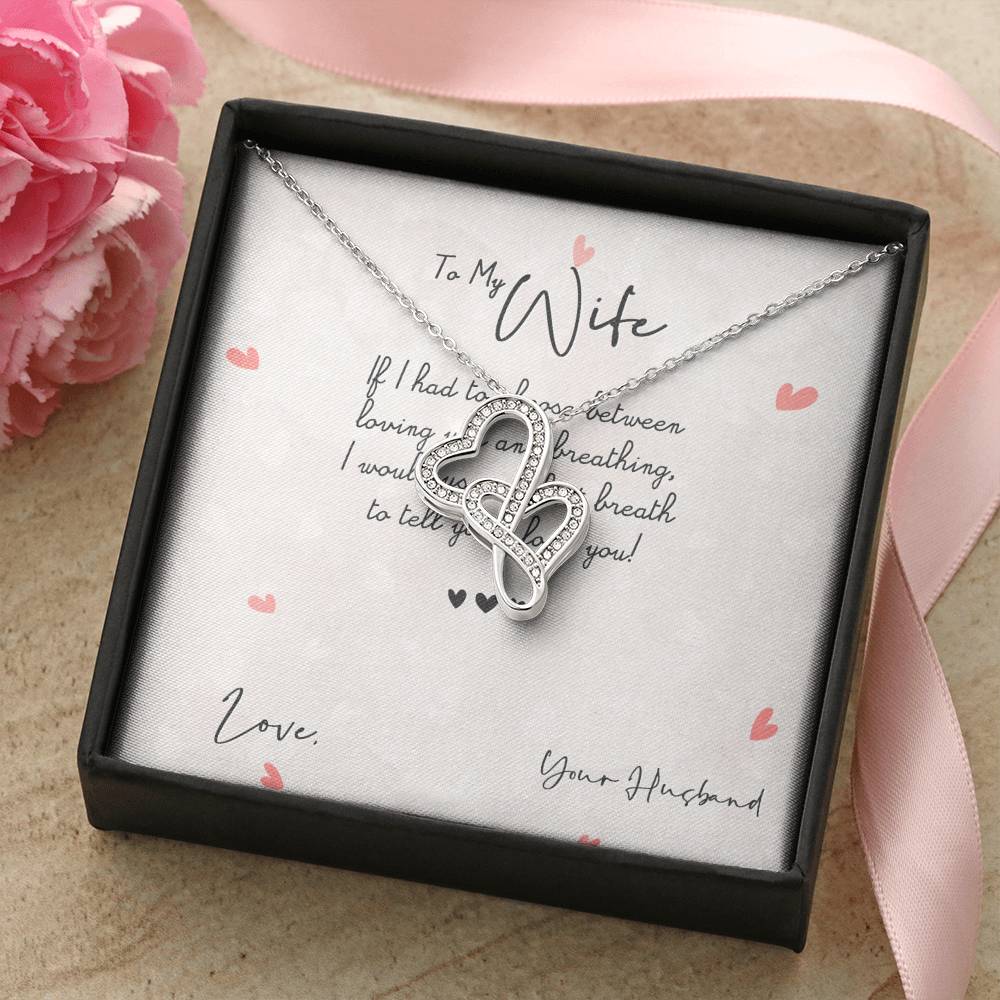 To My Wife Necklace From Husband Double Hearts Necklace