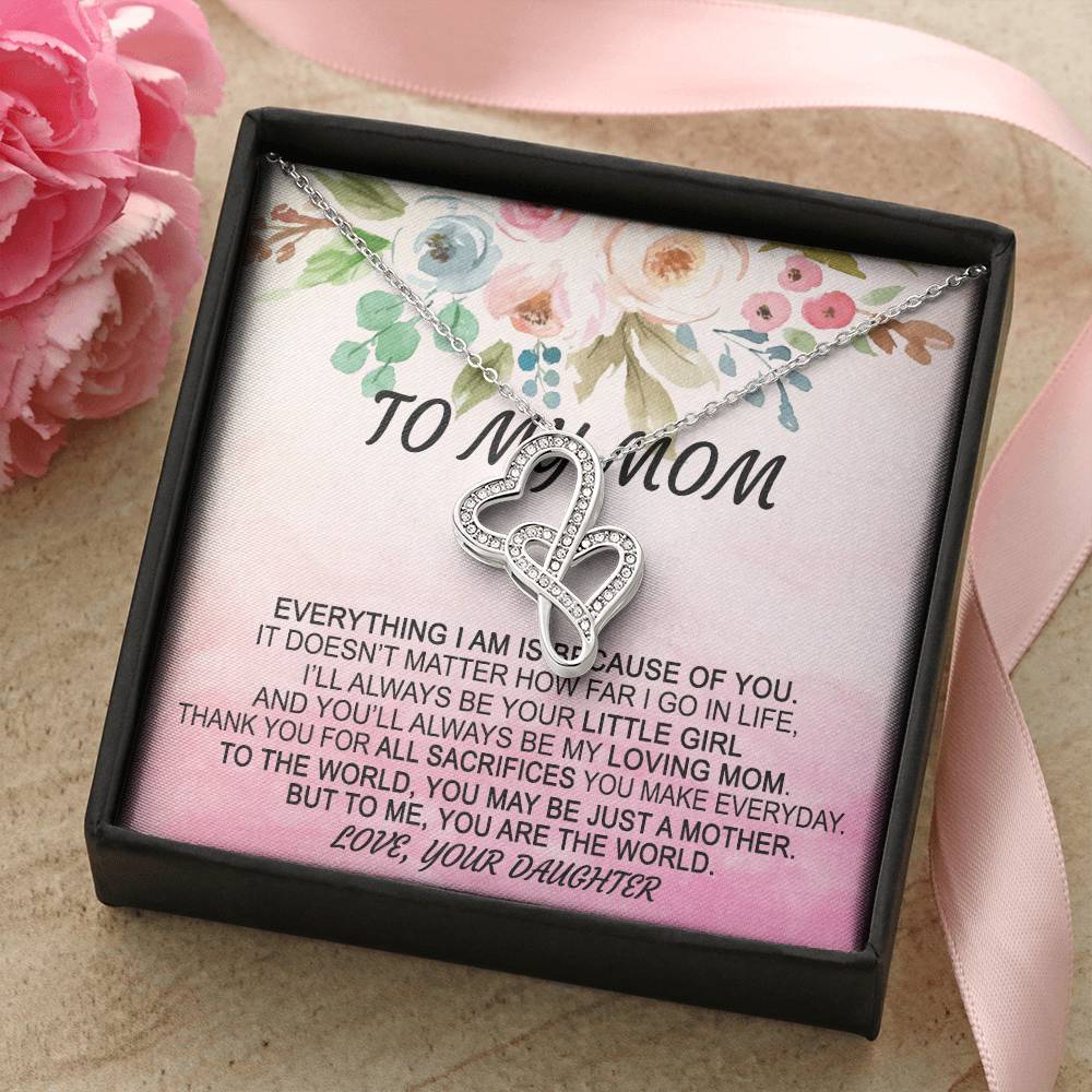 You Are The World Necklace Double Hearts Necklace
