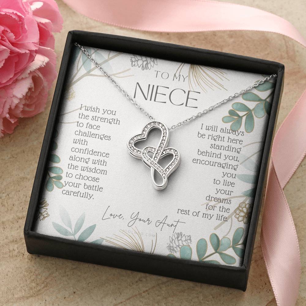 To My Niece Live Your Dreams Gift For Niece From Aunt Niece Birthday Graduation Christmas Present Double Hearts Necklace