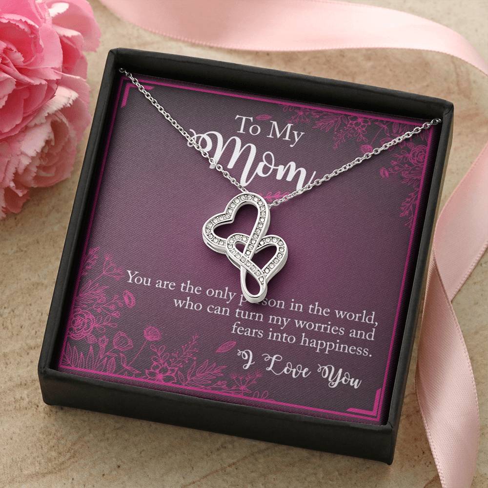 To My Mom You The Only Person In The World Double Hearts Necklace