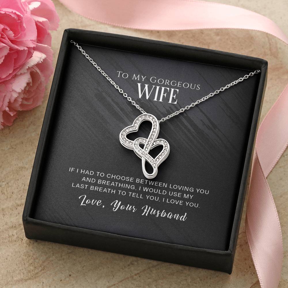 To My Dear Wife Double Hearts Necklace