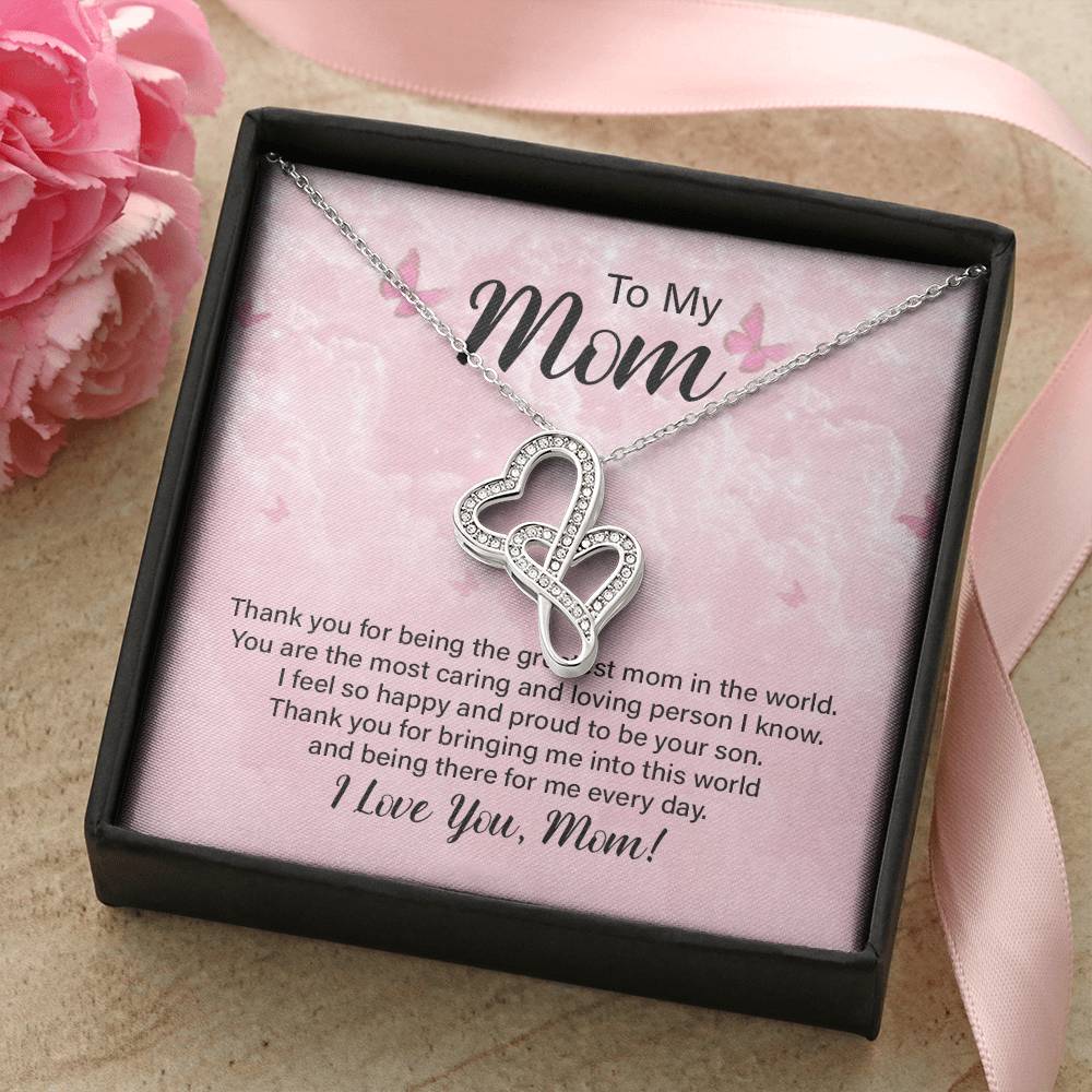 To My Mom 8 Double Hearts Necklace