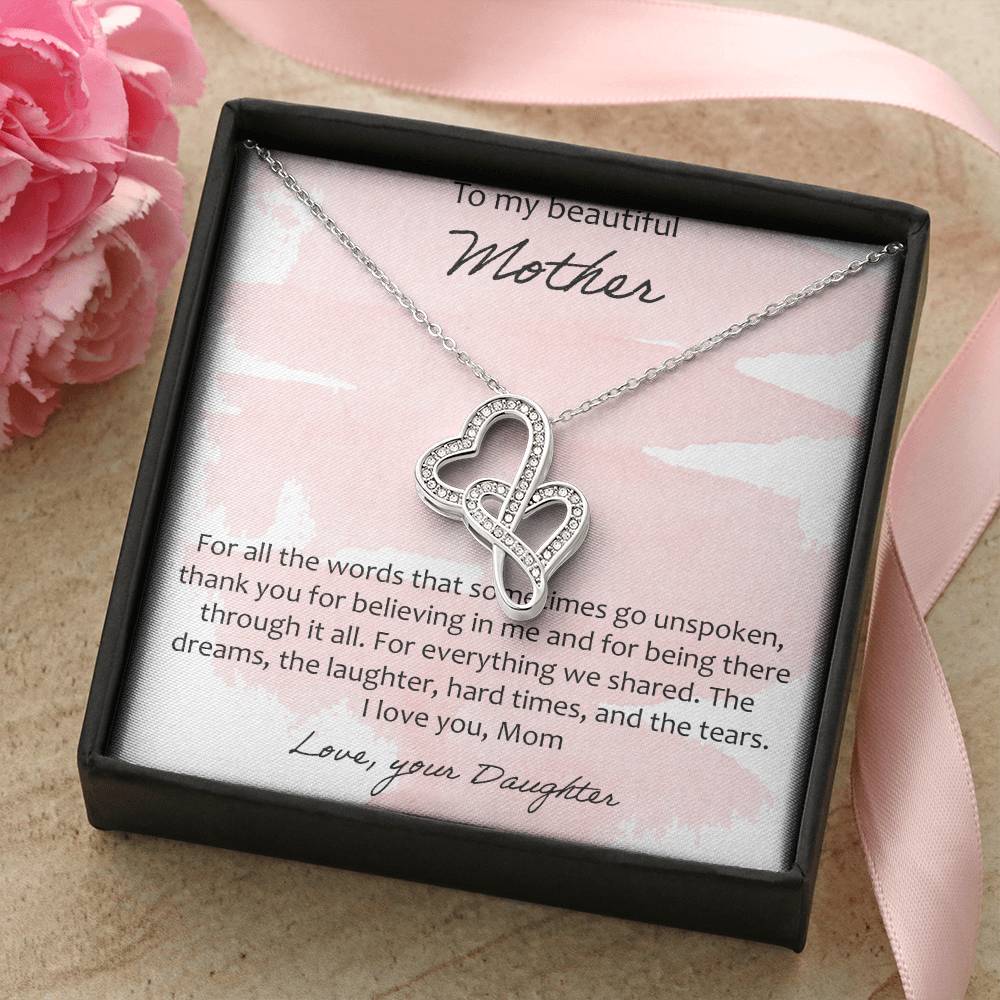 To My Beautiful Mother 2 Double Hearts Necklace