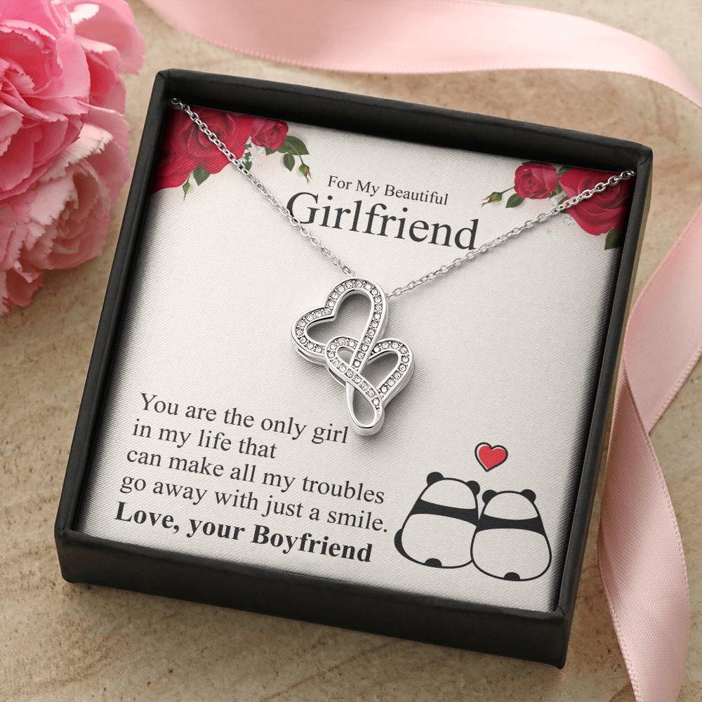 Valentines Gifts For Girlfriend Necklace Valentine's Day Gift For Her💖 Double Hearts Necklace