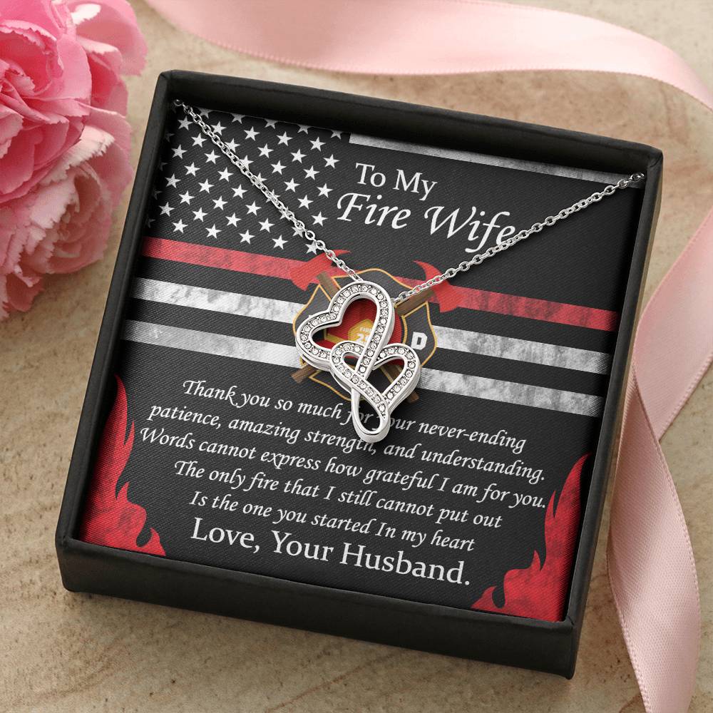 To My Fire Wife Double Hearts Necklace