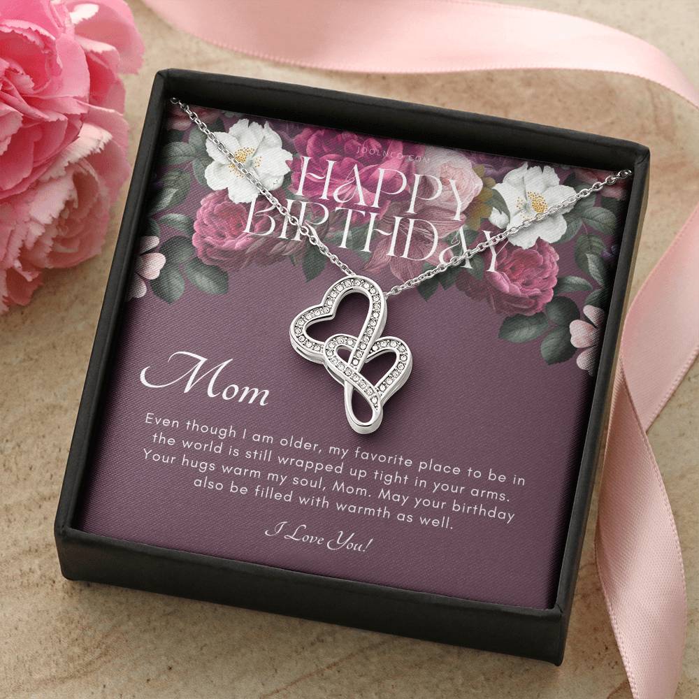 Mother's Birthday Gift  Gift For Mom On Her Birthday  Gift For Mom From Daughter & Son  Mom Necklace  Best Mom Gift Me Double Hearts Necklace