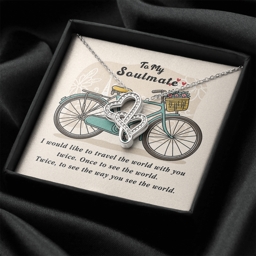 To My Soulmate Necklace For Soulmate Jewelry For Soulmate Romantic Meaningful Valentine'S Day Gift Forever Love Neckla Double Hearts Necklace