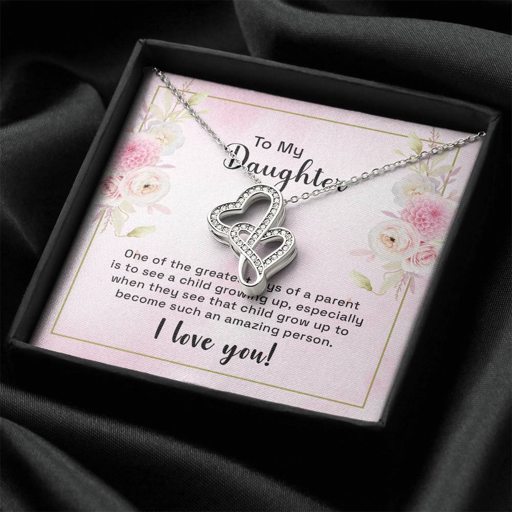 To My Daughter Necklace 1 Double Hearts Necklace