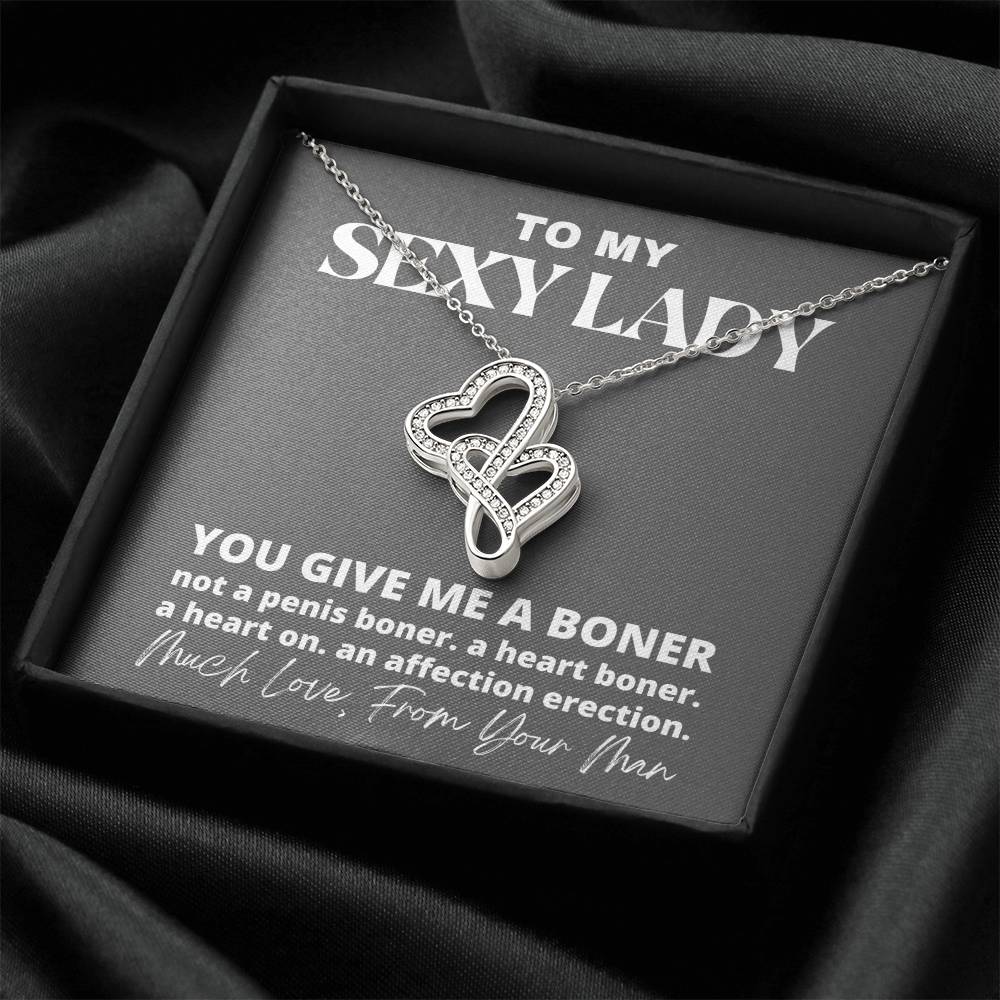 You Give Me A Boner Necklace Double Hearts Necklace