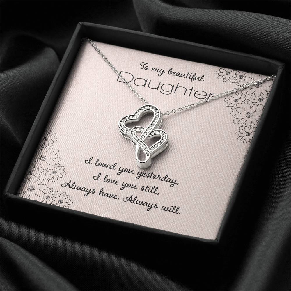 To My Beautiful Daughter Double Hearts Necklace