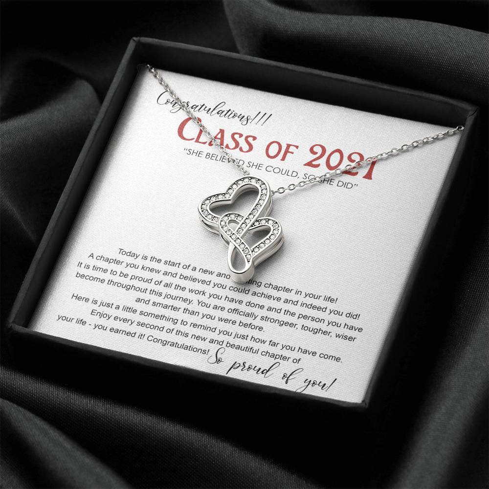 Class Of 2021 Graduation Gift Necklace College Graduation Gifts Graduation Gifts For Girls Daughter Granddaughter Niec Double Hearts Necklace