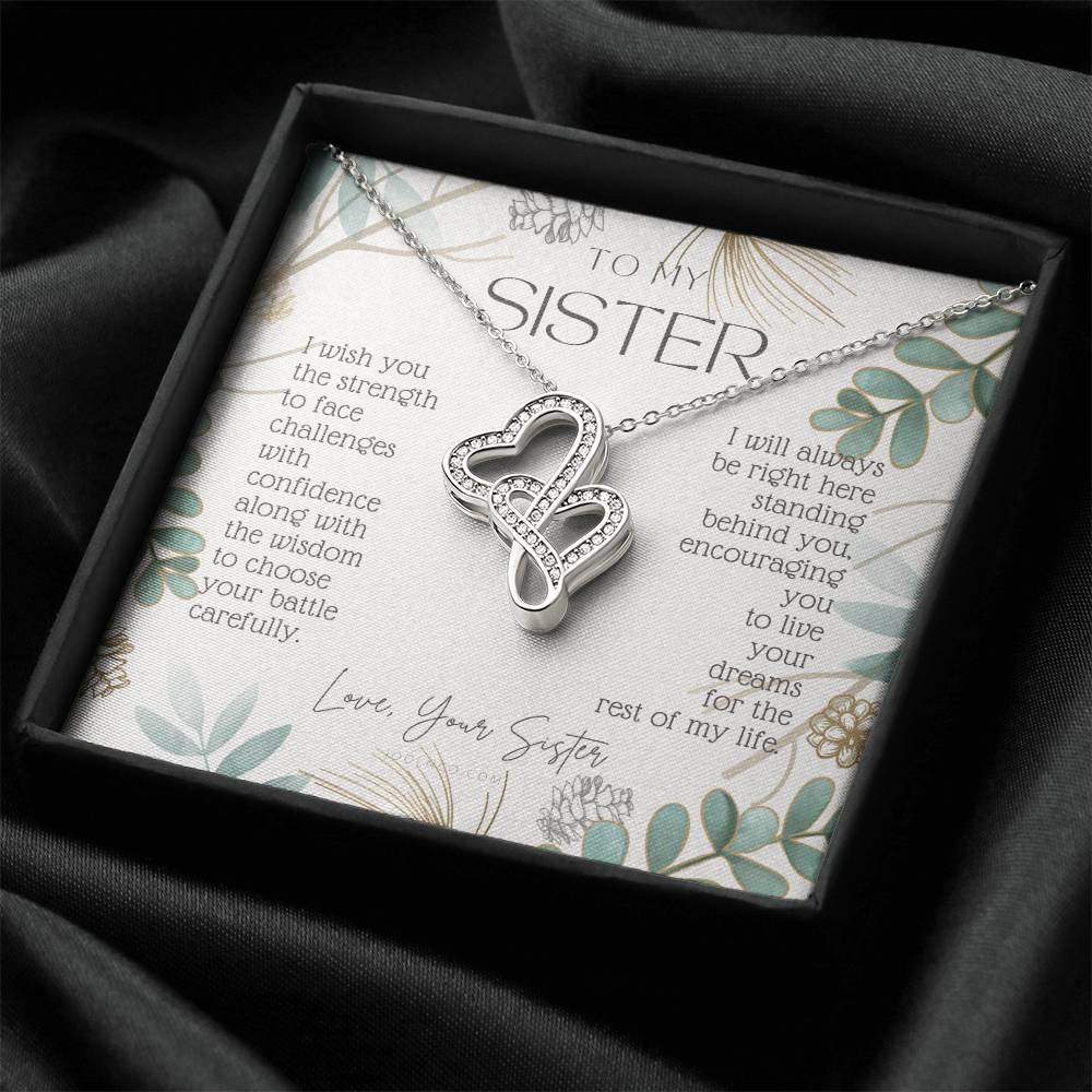 To My Sister Live Your Dreams Gift For Sister From Sister Sister Birthday Graduation Christmas Present Double Hearts Necklace