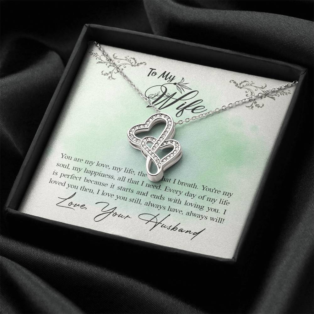 Double Heart Necklace - For Wife Double Hearts Necklace