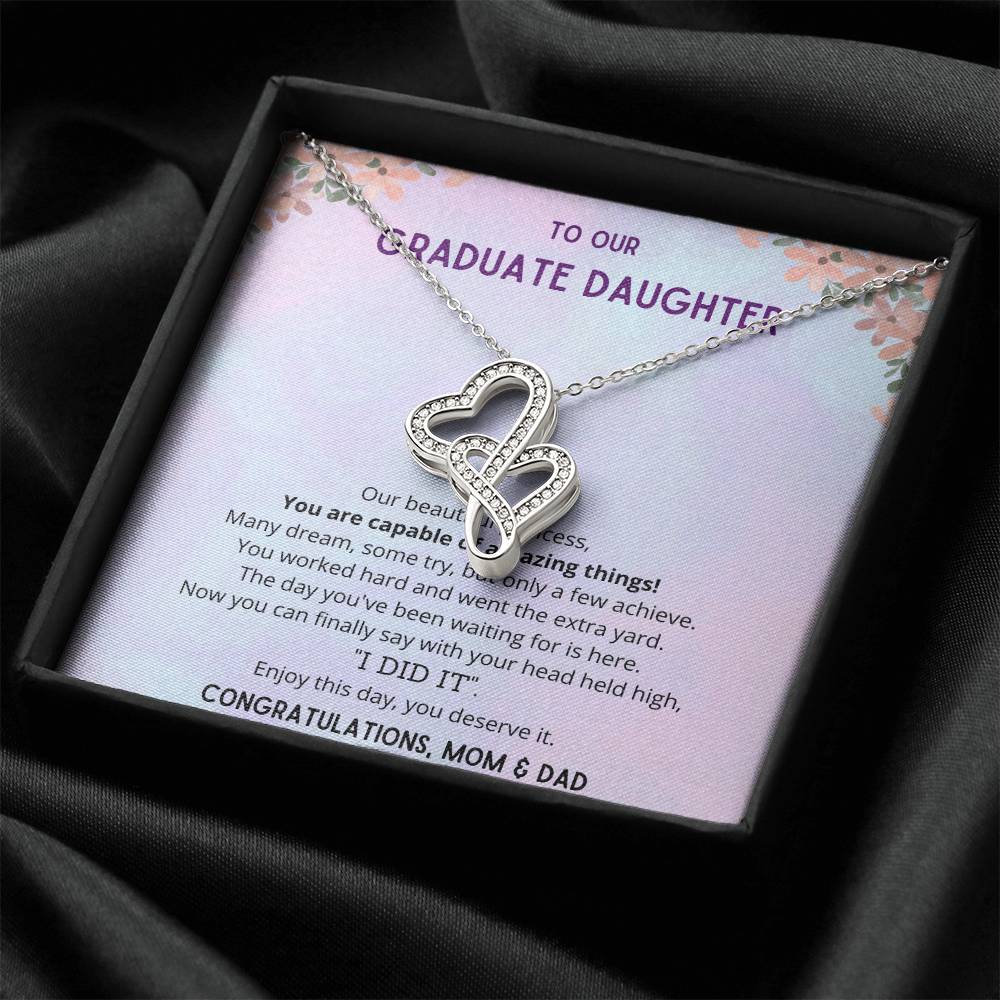 A Beautiful Girl On Her Graduation Day Necklace 1 Double Hearts Necklace