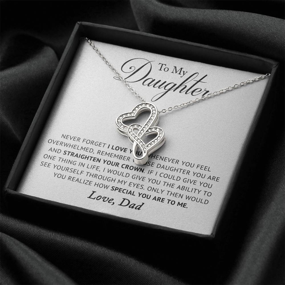 To My Daughter From Dad Necklace - I Can Promise To Love You For The Rest Of Mine Birthday Gift Graduation Gift For Da Double Hearts Necklace