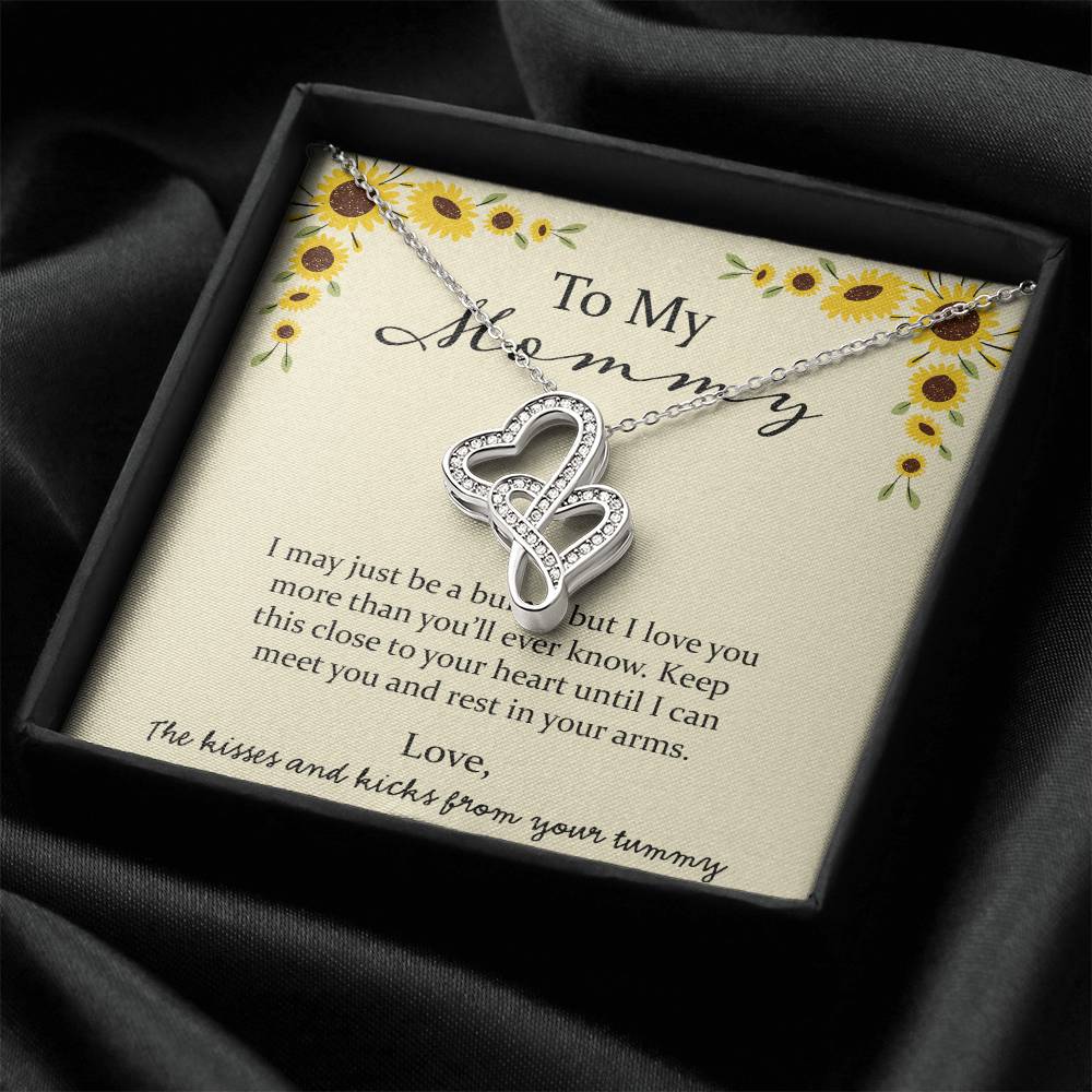 To My Mommy I May Just Be A Bump - Yellow Double Hearts Necklace