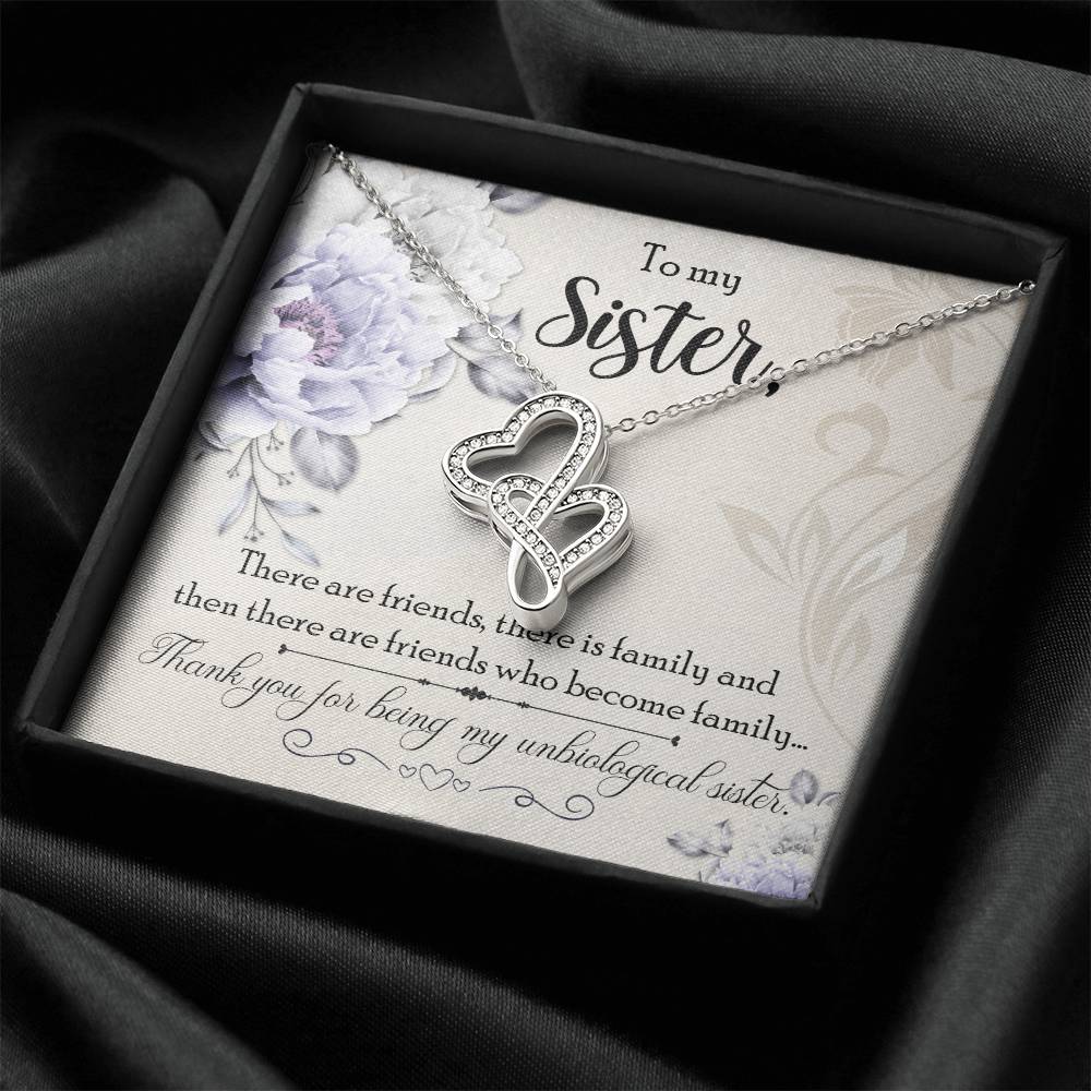To My Sister  Double Hearts Necklace