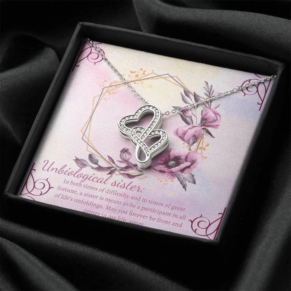 Long Distance Quotes Friends Forever Unbiological Sister Best Friend Gift Jewelry Double Hearts Necklace