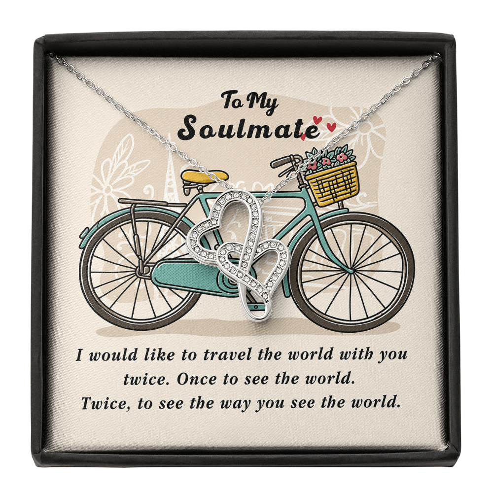 To My Soulmate Necklace For Soulmate Jewelry For Soulmate Romantic Meaningful Valentine'S Day Gift Forever Love Neckla Double Hearts Necklace