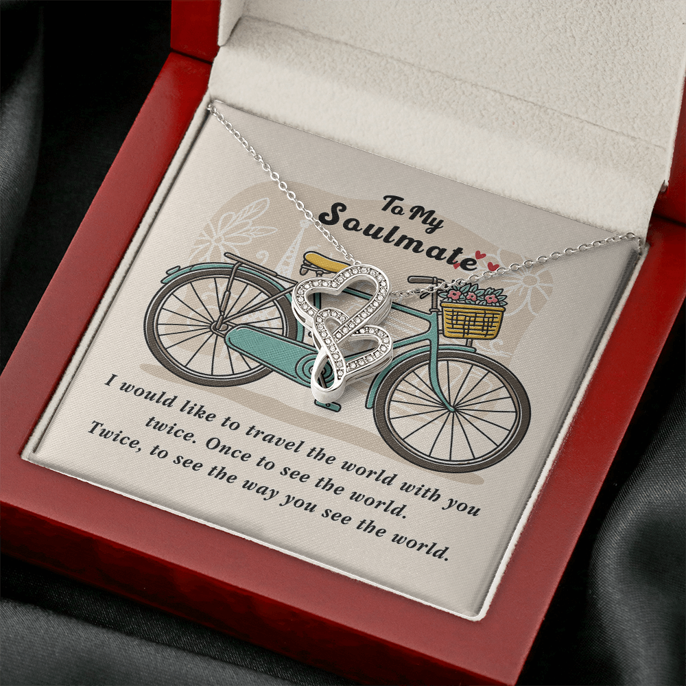 To My Soulmate Necklace For Soulmate Jewelry For Soulmate Romantic Meaningful Valentine'S Day Gift Forever Love Neckla Double Hearts Necklace