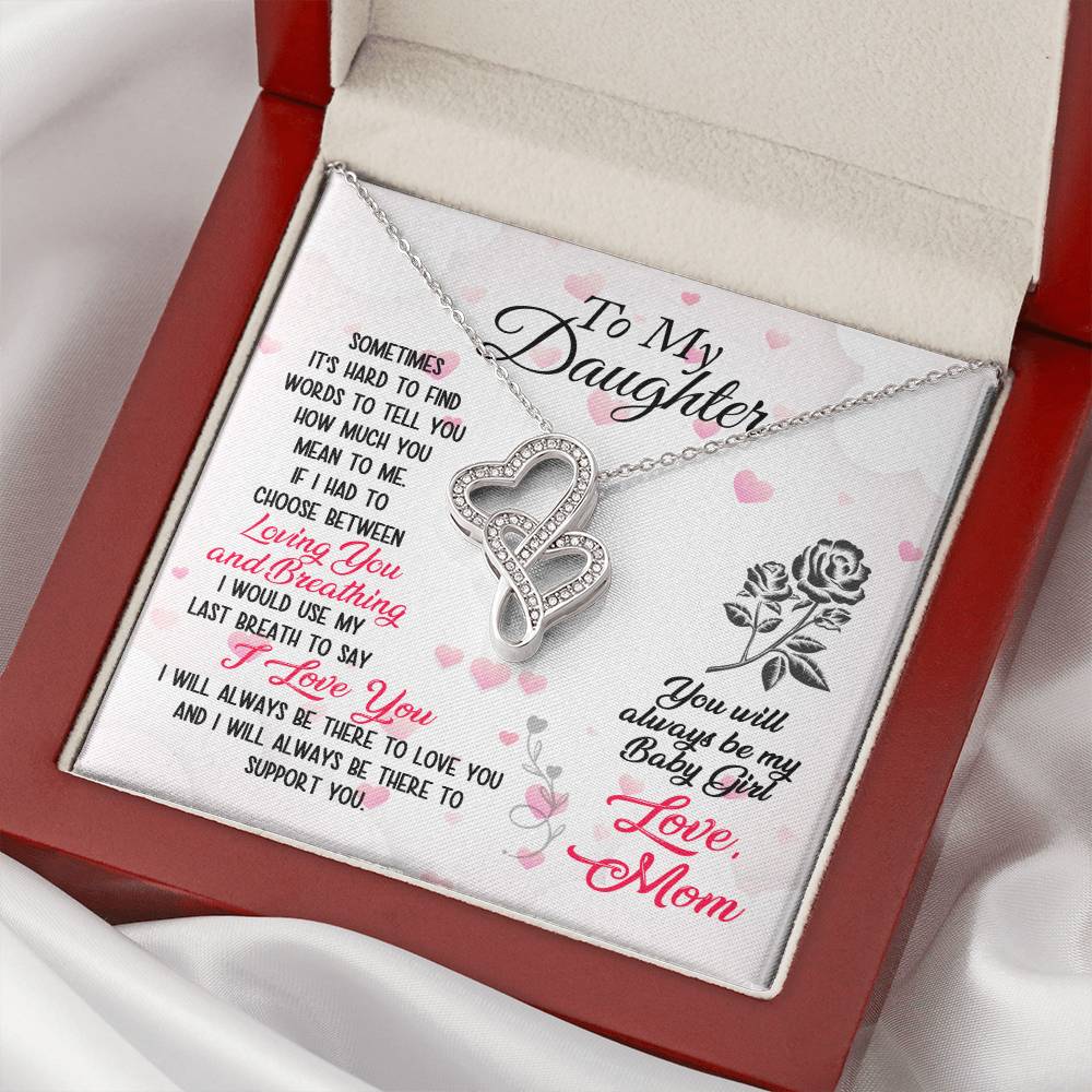 To Daughter From Dad 2 Double Heart Necklace Gift  - Mother And Daughter Necklace - Mom Gift - Mother Jewelry - Daught 2 Double Hearts Necklace