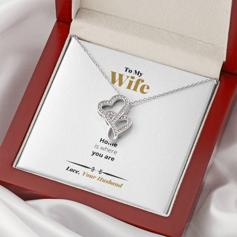 Home Is Where You Are -  Double Hearts Necklace