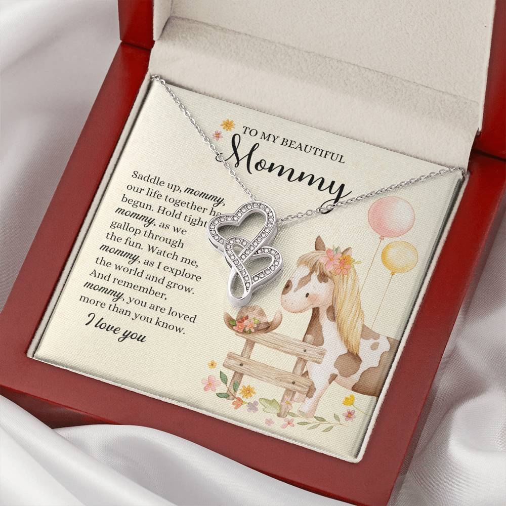 Saddle Up Mommy Necklace Double Hearts Necklace