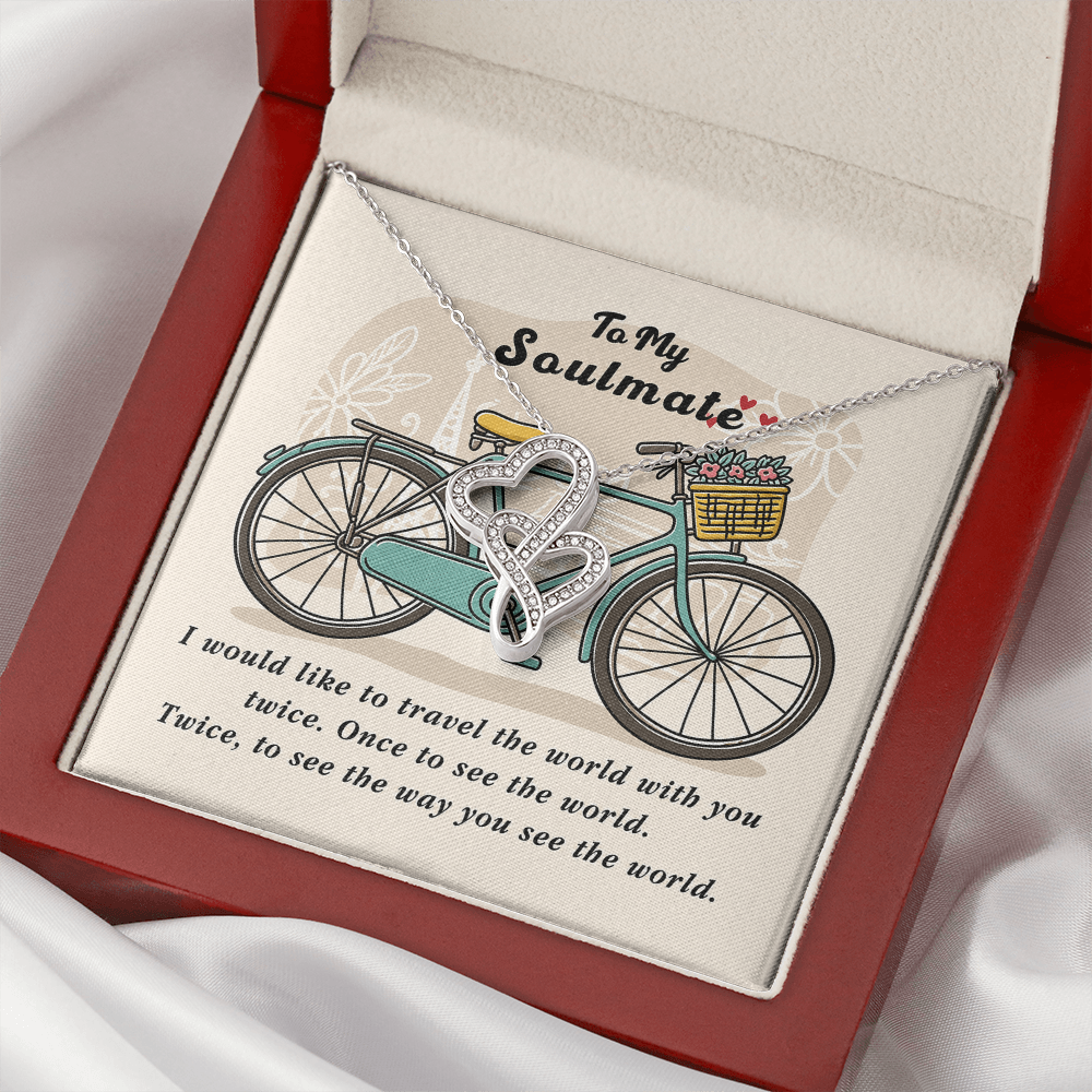 To My Soulmate Necklace For Soulmate Jewelry For Soulmate Romantic Meaningful Valentine'S Day Gift Forever Love Neckla Double Hearts Necklace