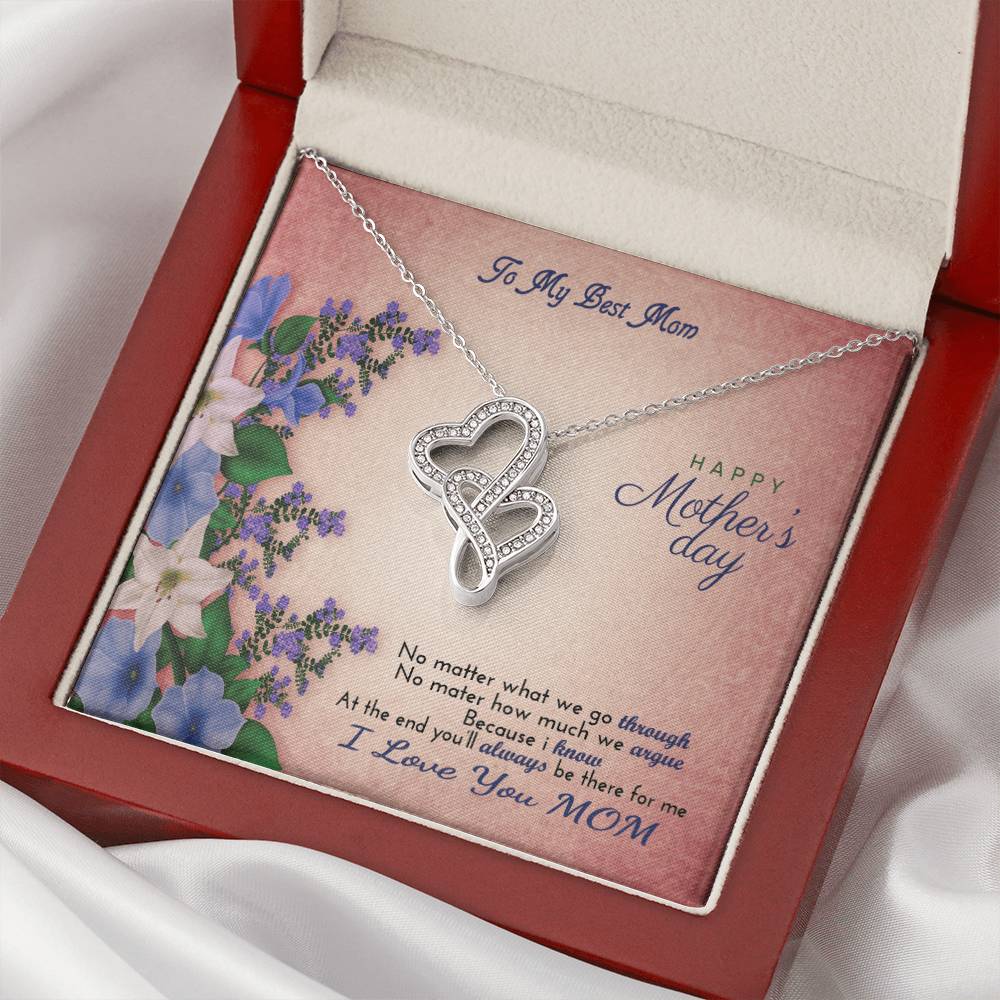 To My Best Mom  Happy Mother's Day Double Hearts Necklace