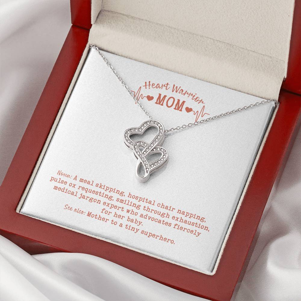 Heart Warrior Mom 1 Double Hearts Necklace