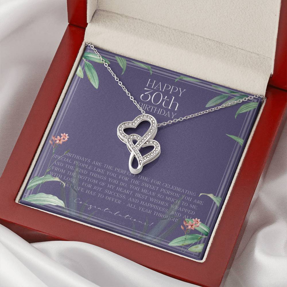 30Th Birthday Gifts For Women  Necklace For Her  3 Decade Jewelry  30 Years Old  30Th Birthday Gift Necklace  Jewelry  Double Hearts Necklace