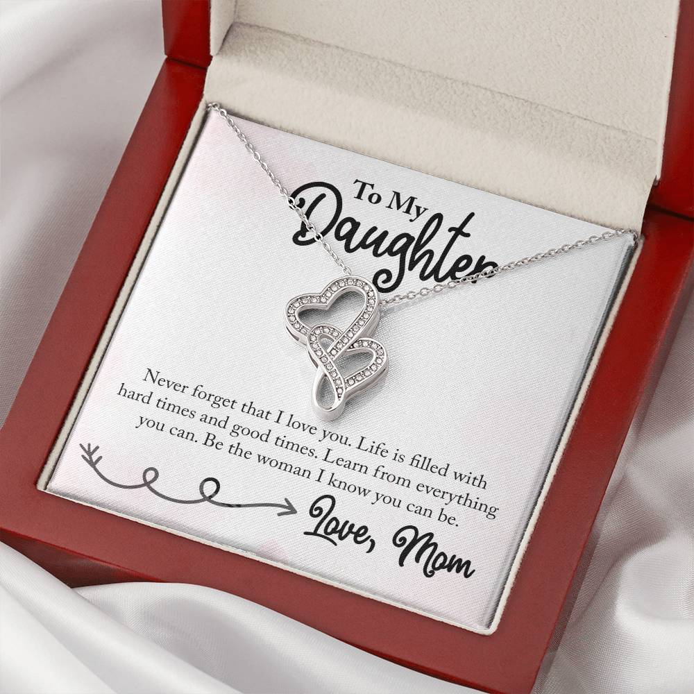 To Daughter From Dad 2 Double Heart Necklace Gift - Gifts For Daughter Gifts For Her - Birthday Gifts - Daughter Gift  1 Double Hearts Necklace