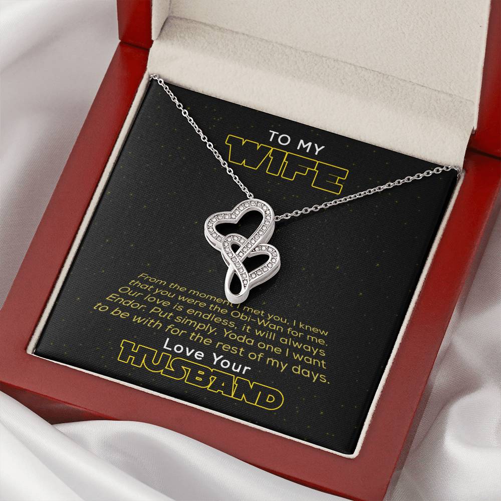 To My Wife Love Your Husband - To My Wife Necklace Anniversary Gift For Wife Gift For Wife Necklace For Wife Birthday  Double Hearts Necklace