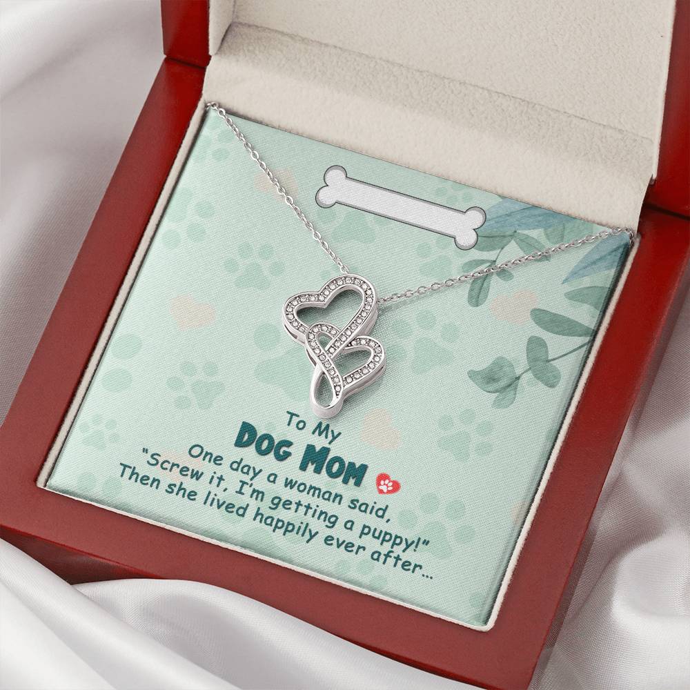 To My Dog Mom -  Double Hearts Necklace