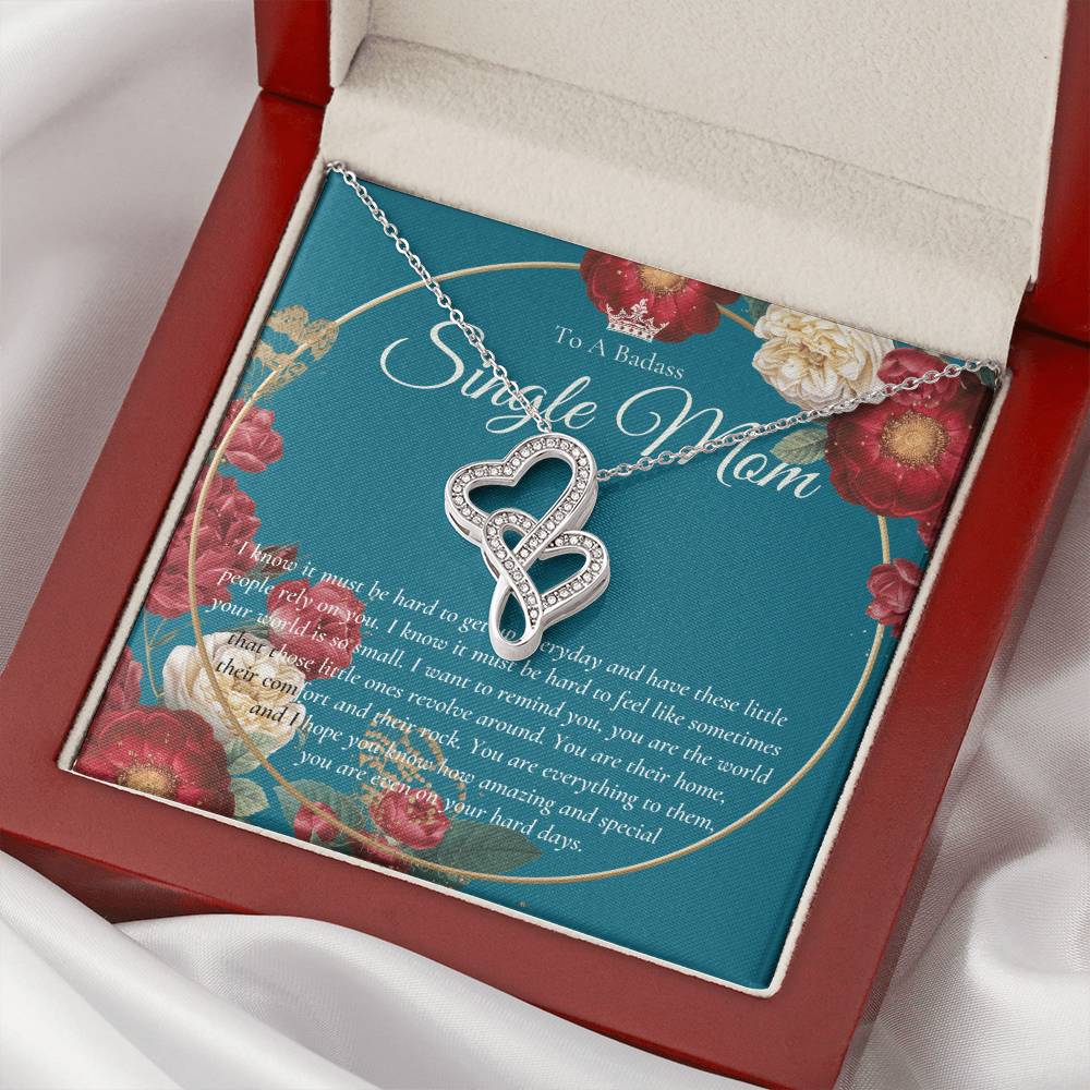 Single Mom Gift Mothers Day Gift Present For Single Mother Super Mom Necklace Gift For Single Mother Jewelry For Mom Double Hearts Necklace