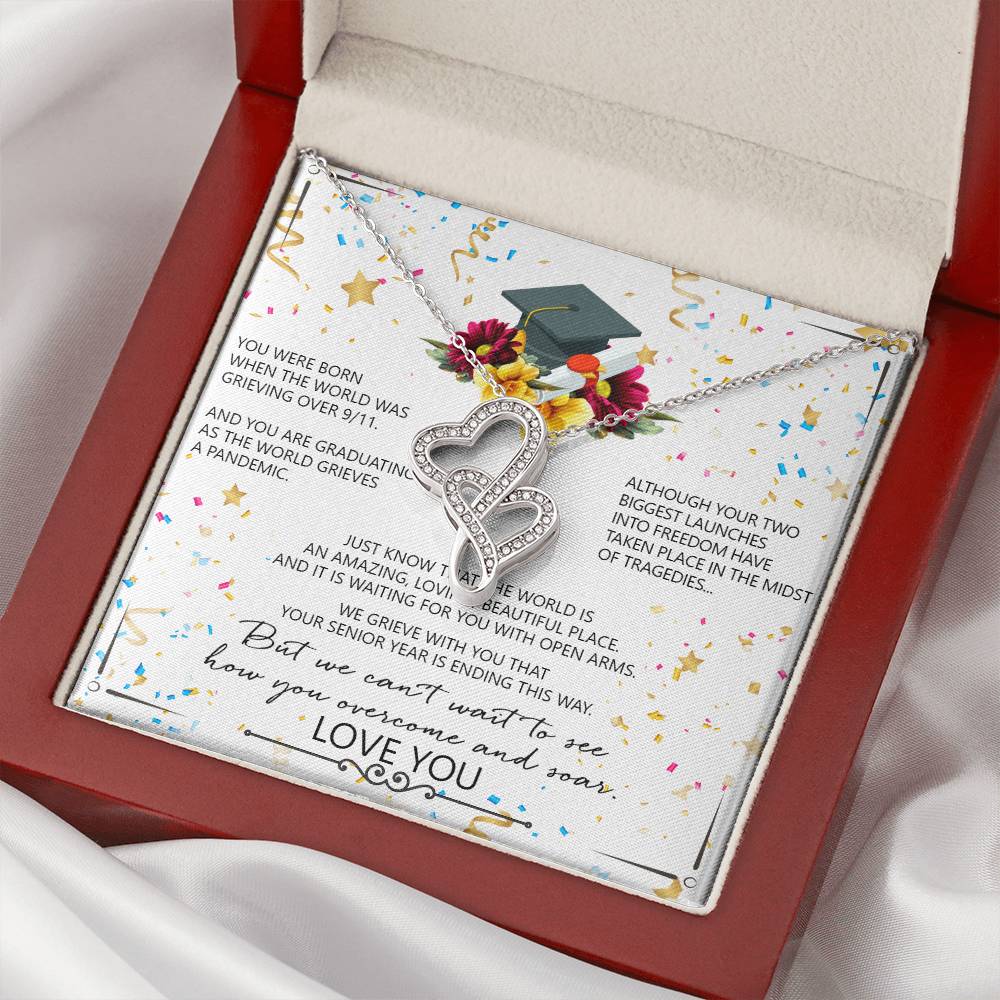 Graduation Gift  Ideas - September 11 2001 - Gift From Mom Dad - Graduation Necklace - College Graduated Gift - Gift F Double Hearts Necklace