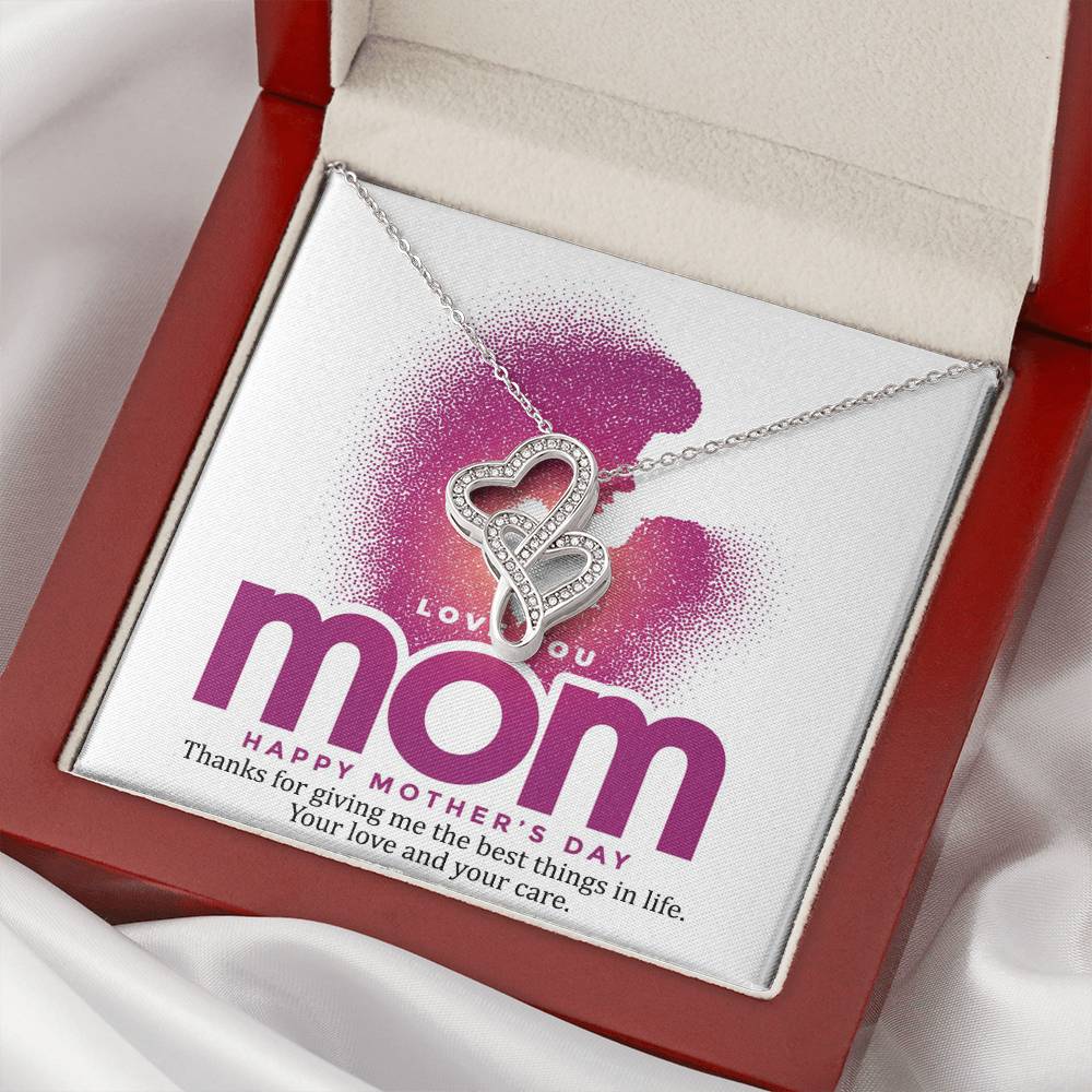 Thanks For Giving Me The Best Things In Life Mother - Necklace Double Hearts Necklace