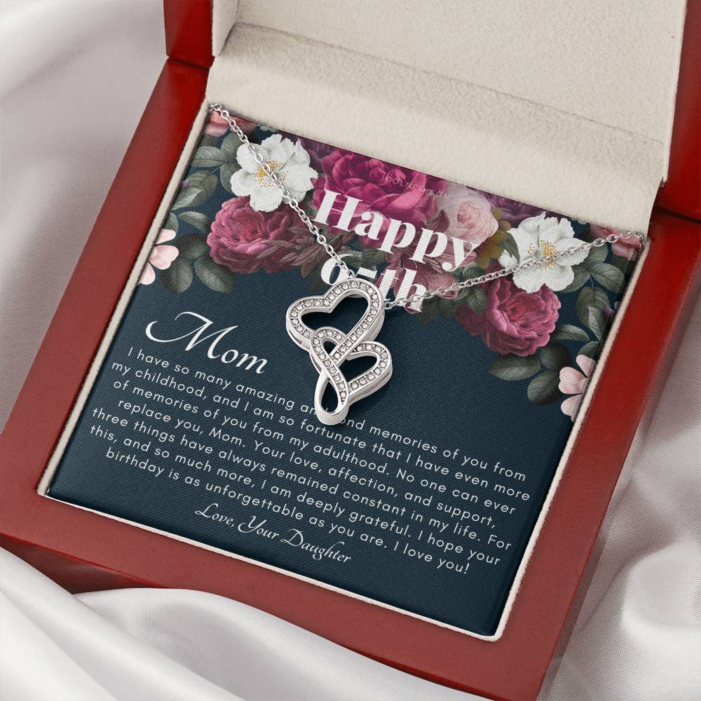 Mother's 65Th Birthday Gift  Gift For Mom On Her Birthday  Gift For Mom From Daughter  Mom Necklace  Best Mom Gift Mes Double Hearts Necklace