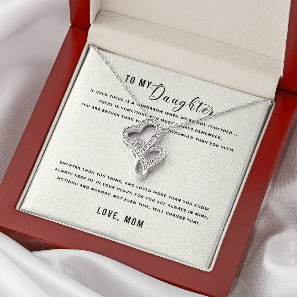 To Daughter From Mom Double Heart Necklace Gift - Gift For Daughter From Mom - Daughter Mother Necklace - Daughter Gif Double Hearts Necklace