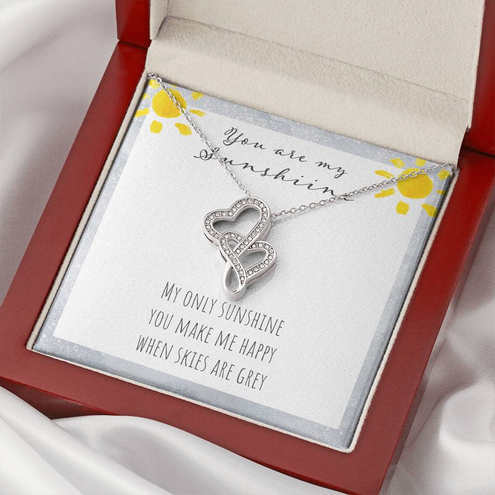 You Are My Sunshine Double Hearts Necklace