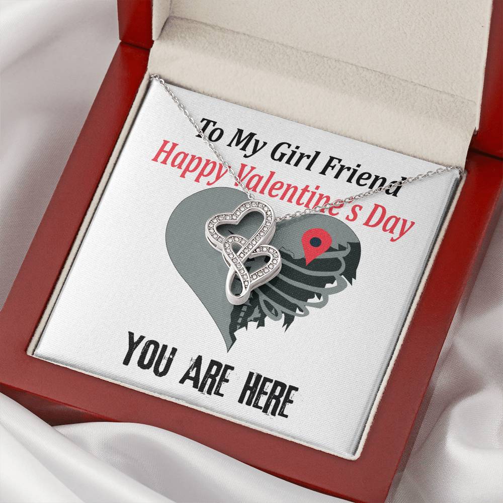 To My Girlfriend Necklace Valentine Gift With Romantic Message Card Sweetheart Gift For Wife  Double Hearts Necklace