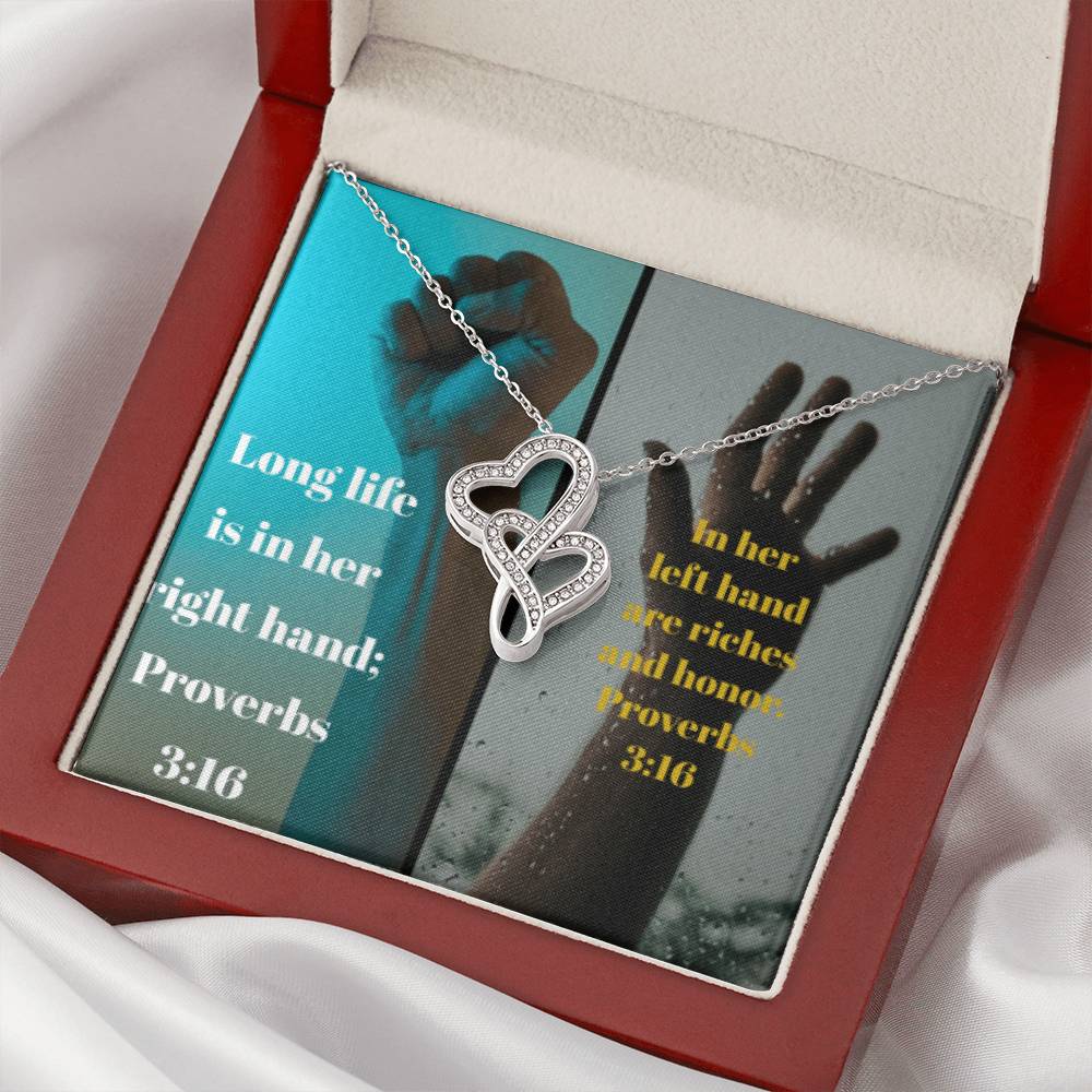 Ike Mens Production;Love Quote Jewelry 2 Double Hearts Necklace