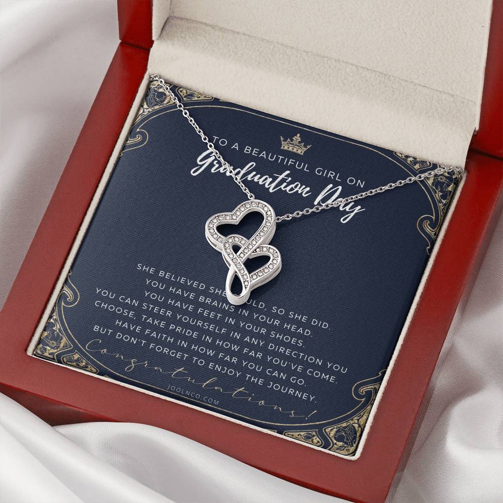 Graduation Gift Necklace For Daughter College Graduation Gift For Her High School Senior Graduation Mba Phd Master Cla Double Hearts Necklace