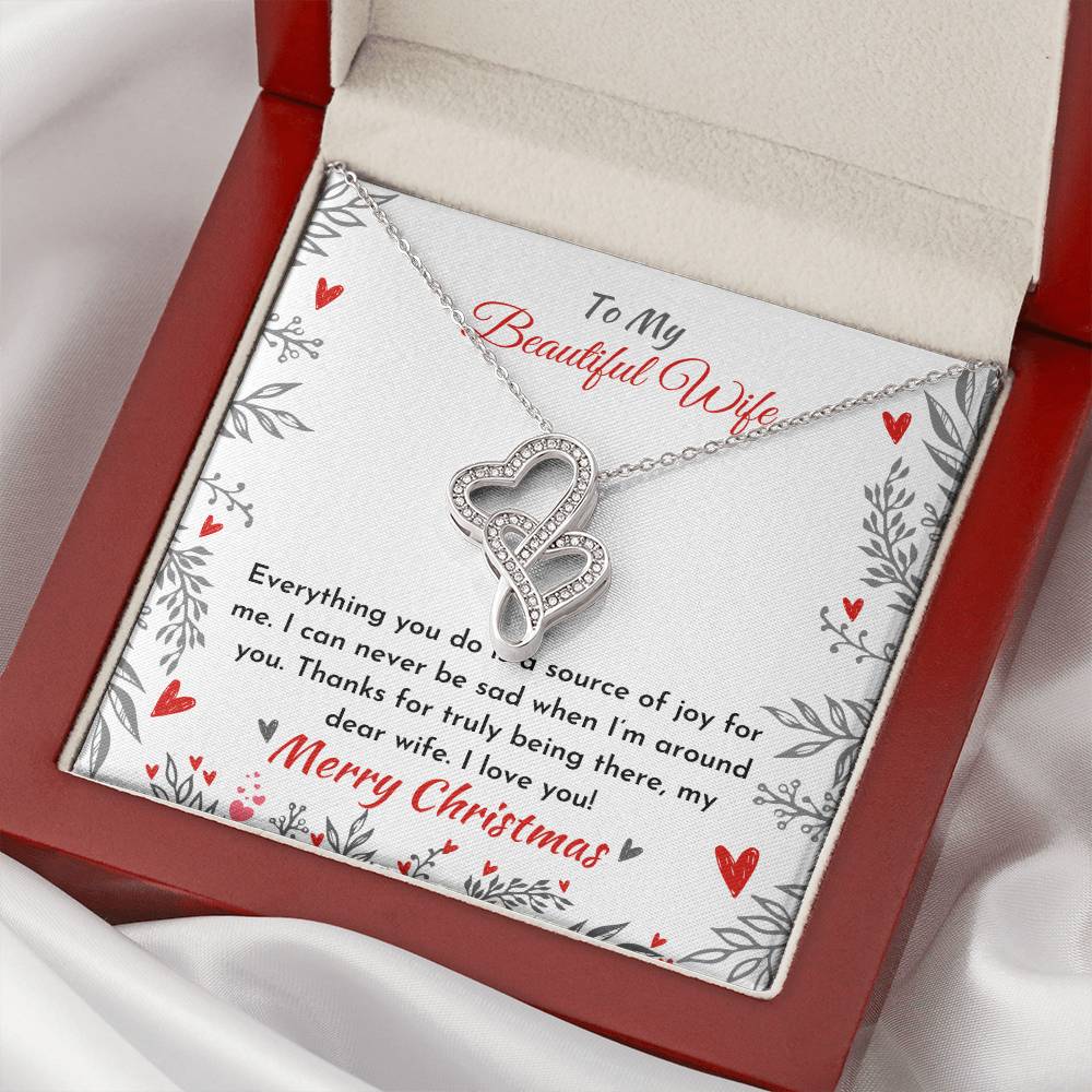 Christmas Necklace For Wife Double Hearts Necklace