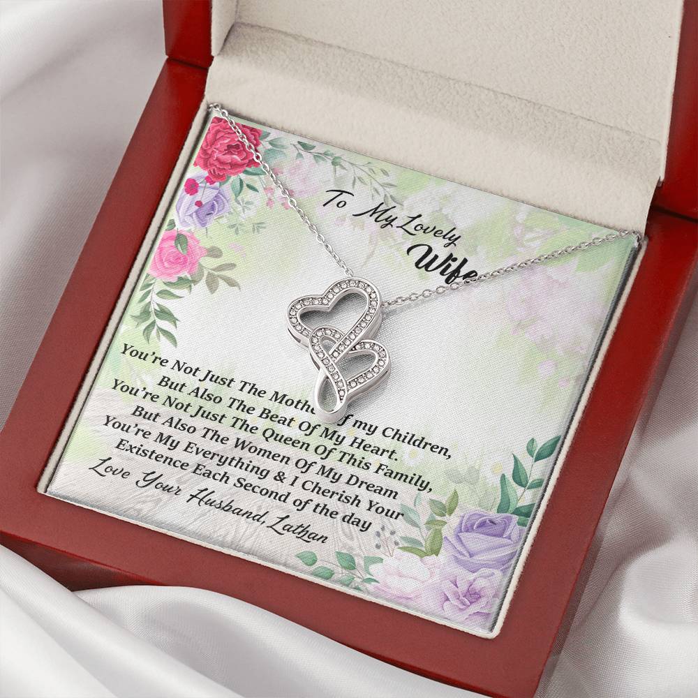 To My Love Wife Necklace - Love Your Husband Lathan - Love Your Husband Lathan -  Wife Christmas Gift Wife Christmas G Double Hearts Necklace