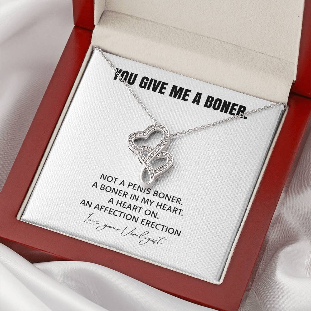 You Give Me A Heart Boner An Affection Erection  Funny & Sarcastic Love For Her Mature Best Fu 5 Double Hearts Necklace