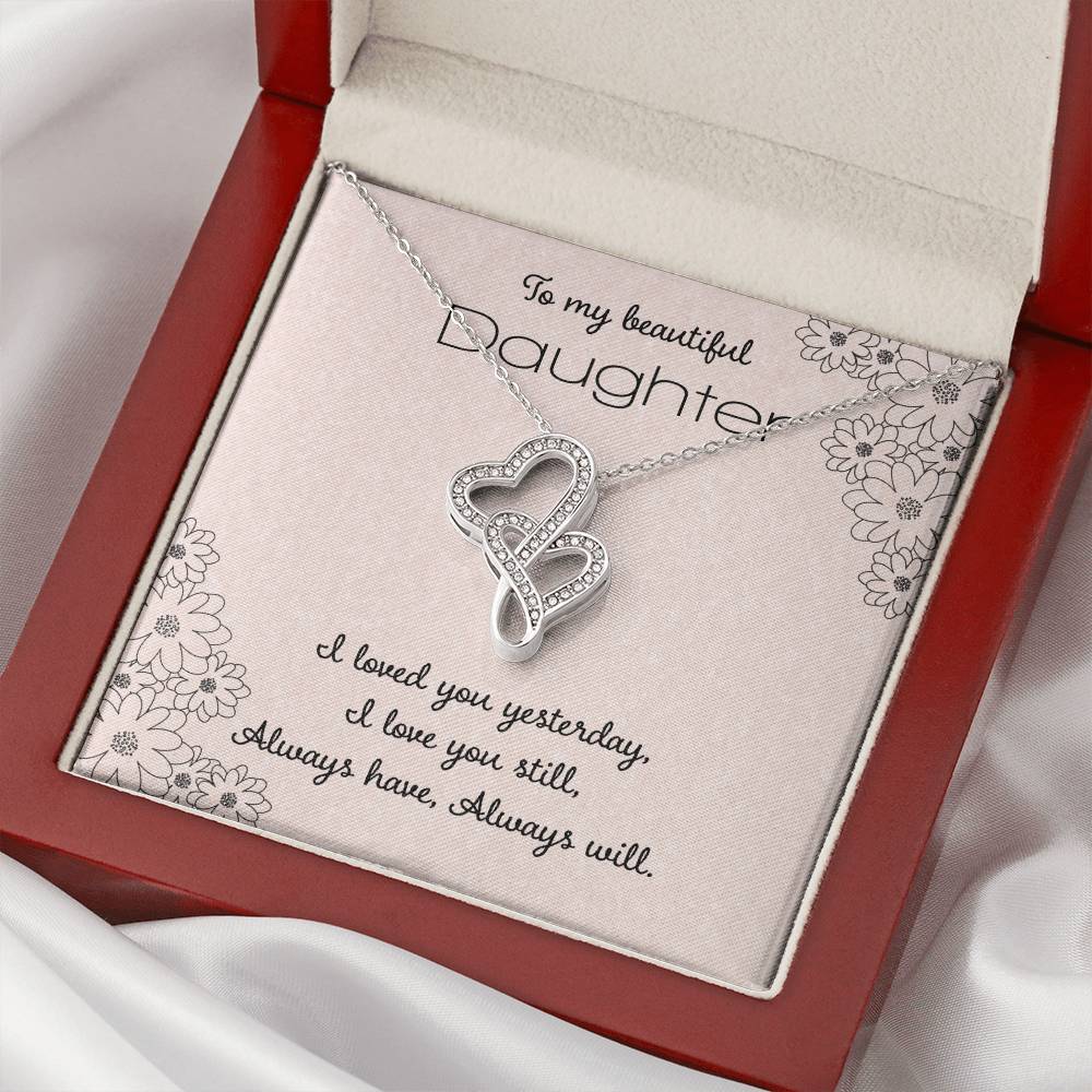 To My Beautiful Daughter Double Hearts Necklace