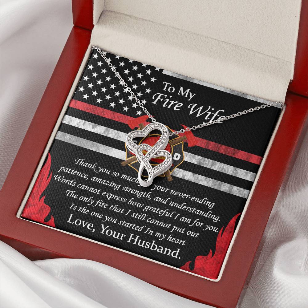 To My Fire Wife Double Hearts Necklace